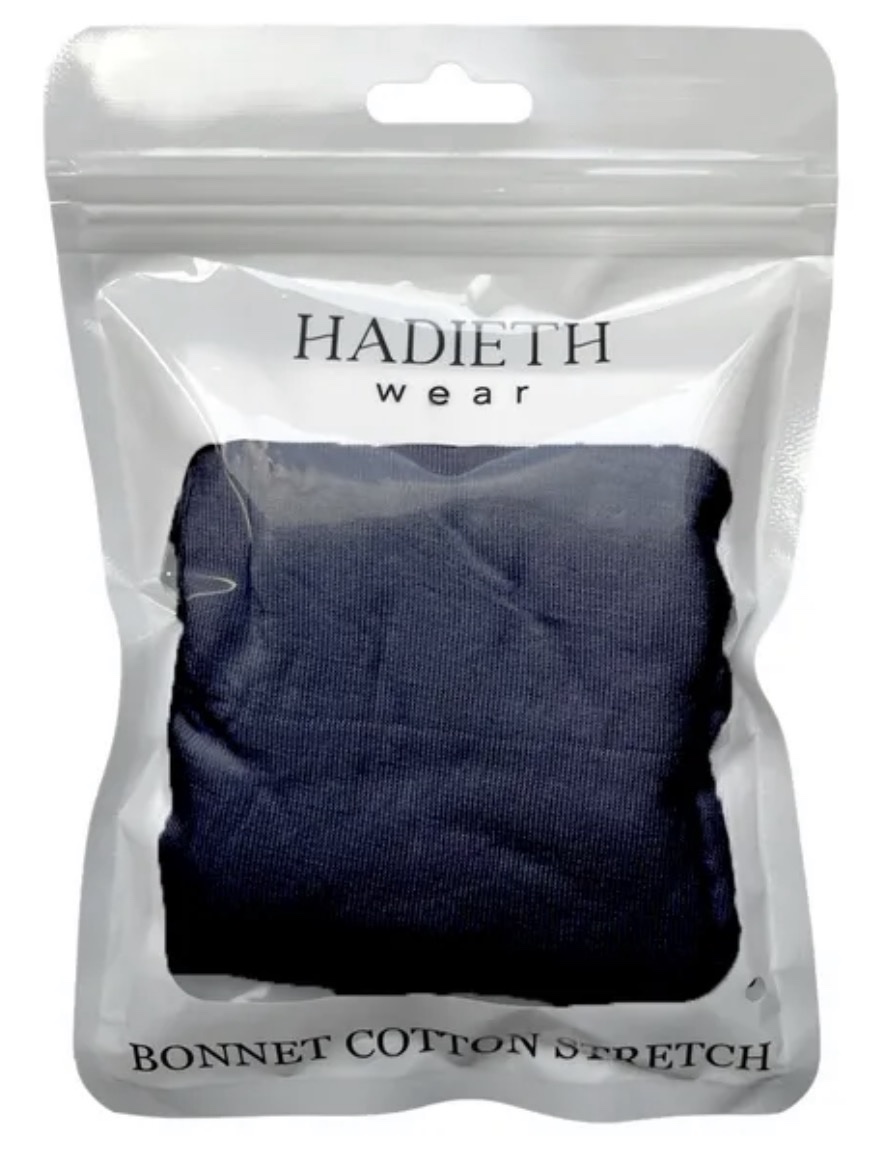 Bonnet Cotton/ Onderkapje katoen stretch Zwart