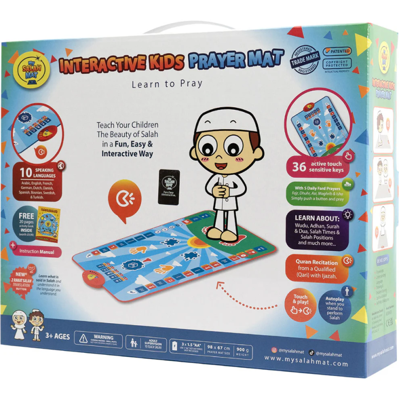 TAPIS DE PRIÈRE INTERACTIF ENFANTS - VERSION ORIGINALE GARÇON BLEU - DÈS 3 ANS