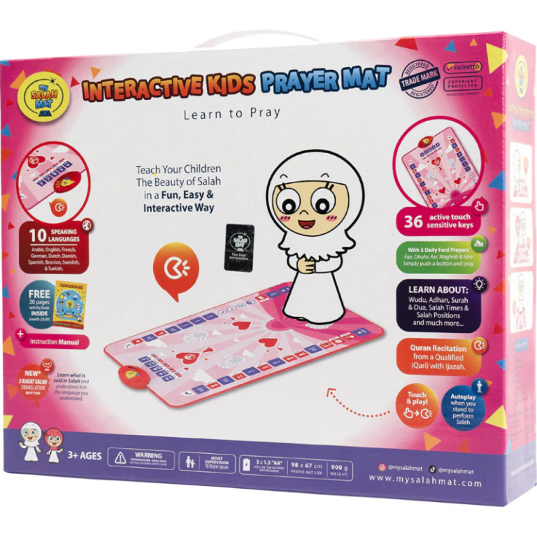 TAPIS DE PRIÈRE INTERACTIF ENFANTS – VERSION ORIGINALE FILLE ROSE – DÈS 3 ANS