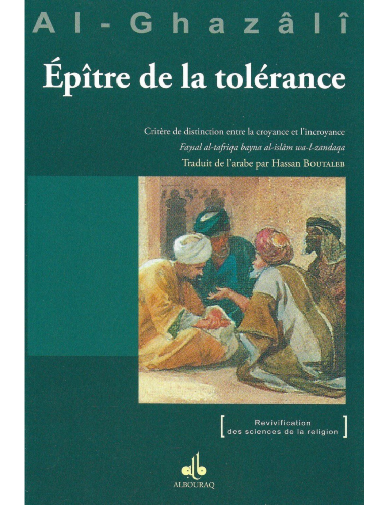 Épître de la tolérance- Al-Ghazâlî