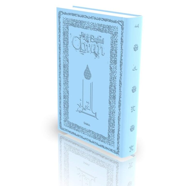 Le Coran (Abdallah Penot) – Couverture daim cartonnée – bord argenté – Bleu ciel