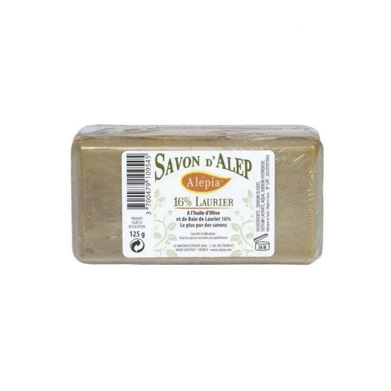 Savon d&rsquo;Alep 16 % Laurier – 125 g